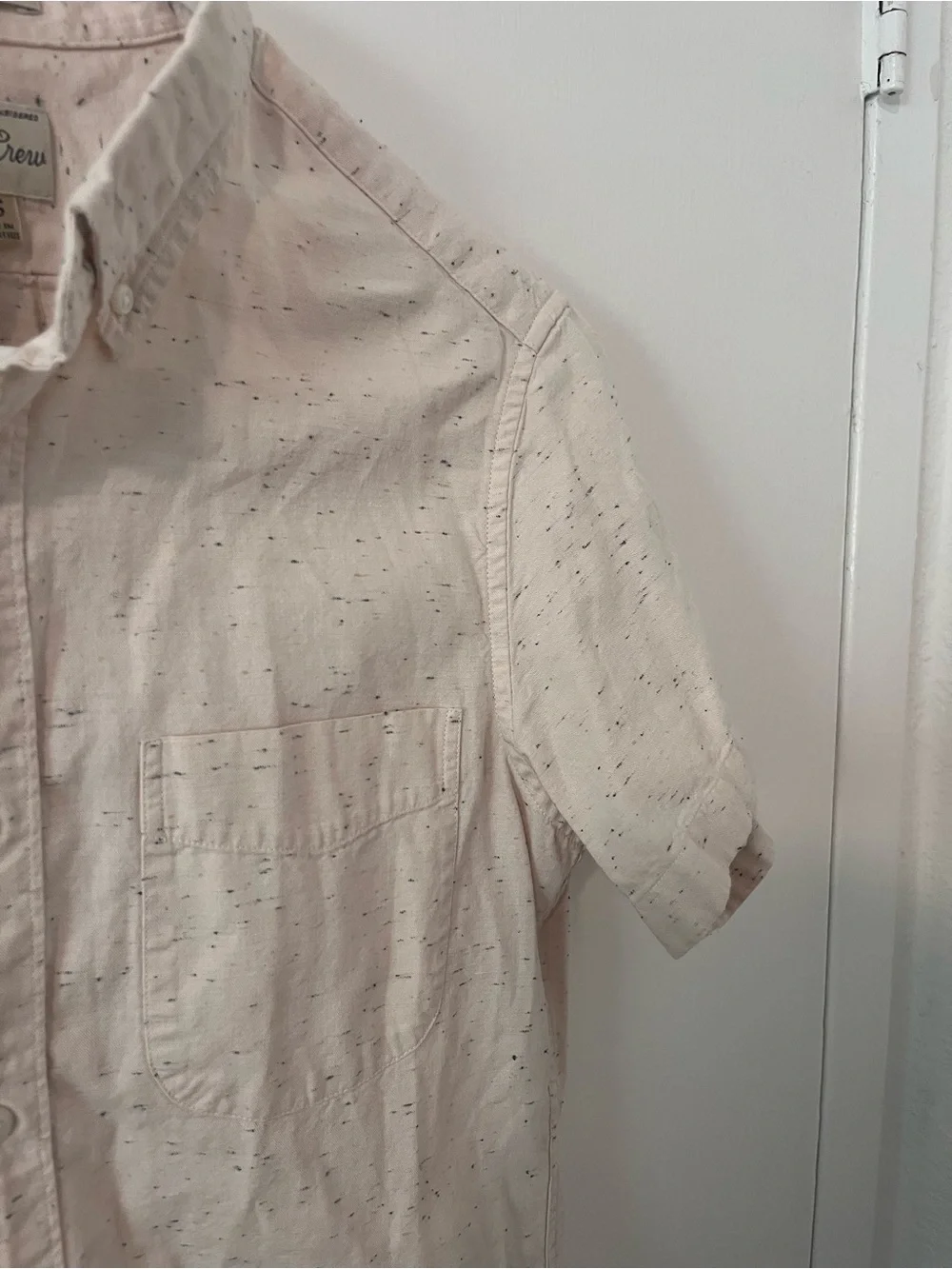 J. Crew Men’s Short Sleeve Shirt Neppy Chambray Mountain White Classic Size XS
